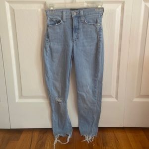 Banana Republic skinny jeans, size 24p, light-washed, distressed